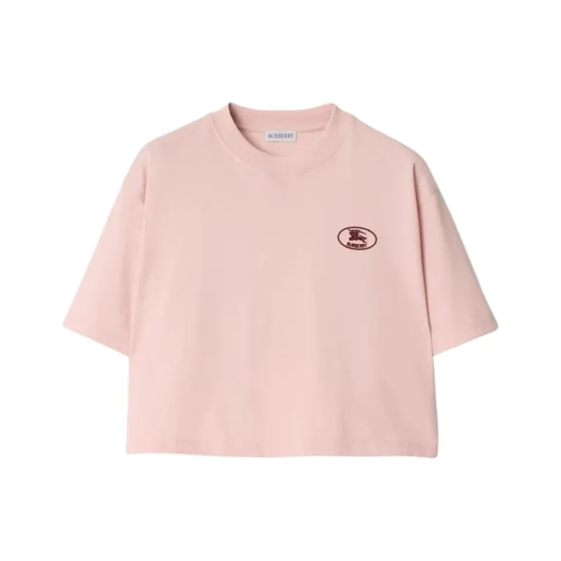 Burberry SS25 Drop Shoulder Sleeve T Shirt Women's Pink-0