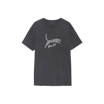 Anine Bing Walker Leopard-Logo Faded T-Shirt