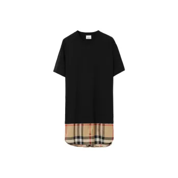 Burberry Check Panelled Crewneck T Shirt