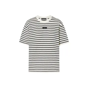 MOCO T Shirt Women's White Black Stripes
