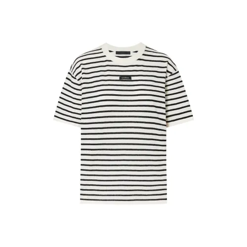 MOCO T Shirt Women's White Black Stripes