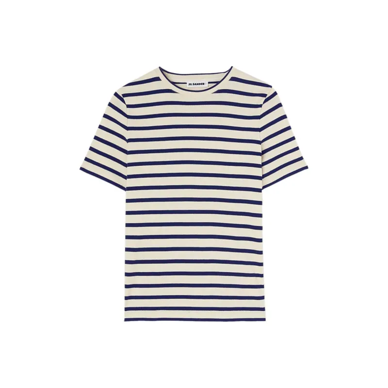 JIL SANDER Striped Cotton T shirt-0