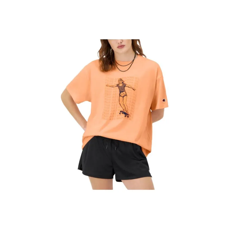 Champion SS24 Drop Shoulder Sleeve T-Shirt Women's Orange-0