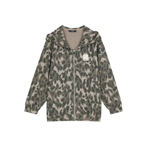 ELF SACK American Vintage Leopard Print Hoodie Coat Women's