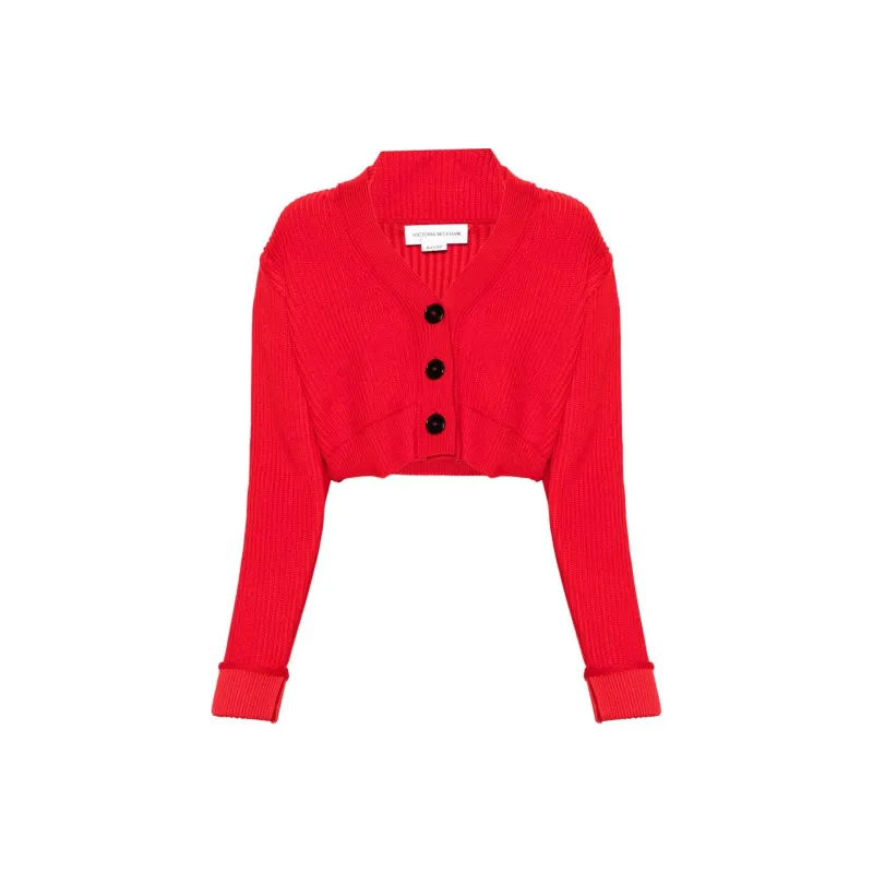 Victoria Beckham Drop Shoulder Cropped Cardigan-0