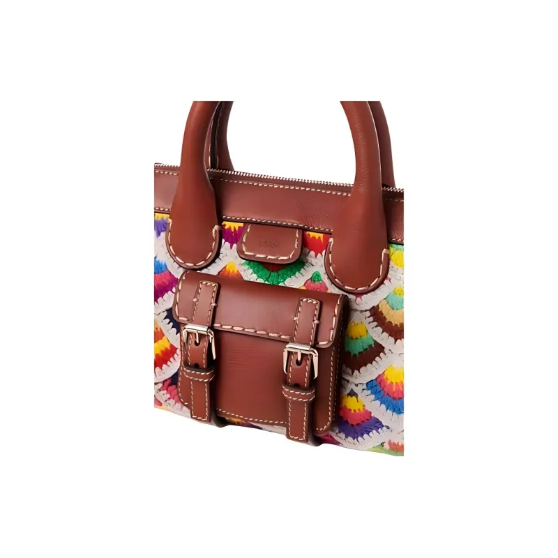 Chloe Edith Cow Leather Handbag Mini Women's Brown/Multicolor-3