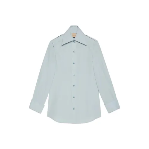 GUCCI Fine Cotton Poplin Shirt Blue