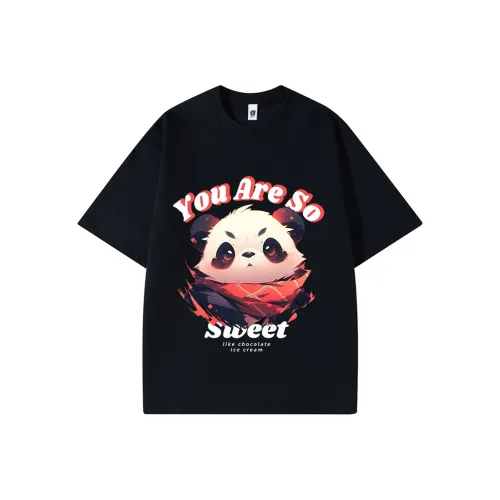 PANDA BASE Summer Short-Sleeved T-Shirt Top Women's Solid Color