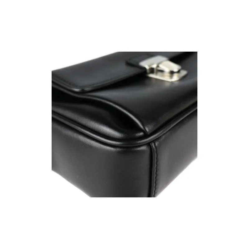 FERRAGAMO Leather Clutch Men's Black-4