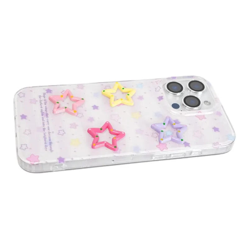 Sopi Acrylic Material Multicolor 3D Effect Stars Phone Cases Compatible With IPhone 16/15 Pro Max/Apple 13/14 Pro/Max-4
