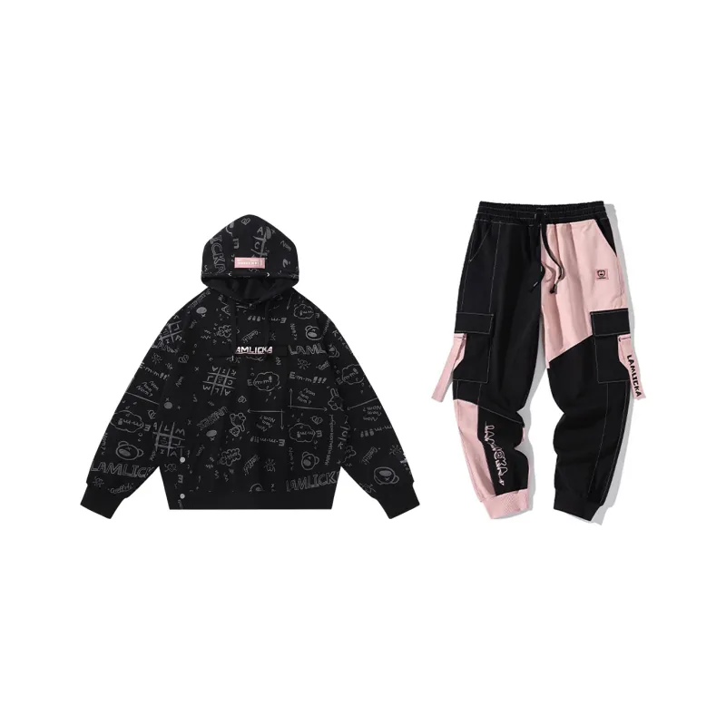 LAMLICKA Sweatshirt Set Unisex Black-0
