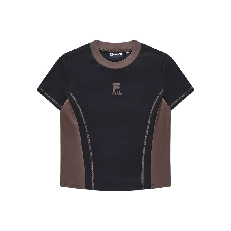 FILA FUSION Set in Sleeve T Shirt Women's Black-0