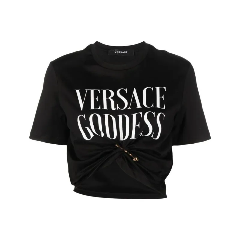 VERSACE Goddess Print T Shirt 'Black'-0