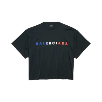 Balenciaga Drop Shoulder Sleeve T Shirt Women's Black Loose Fit