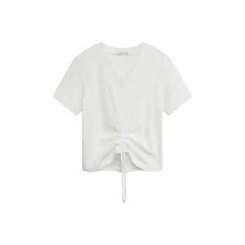 JEANSWEST T Shirt Drop Shoulder Sleeve Summer Women's White
