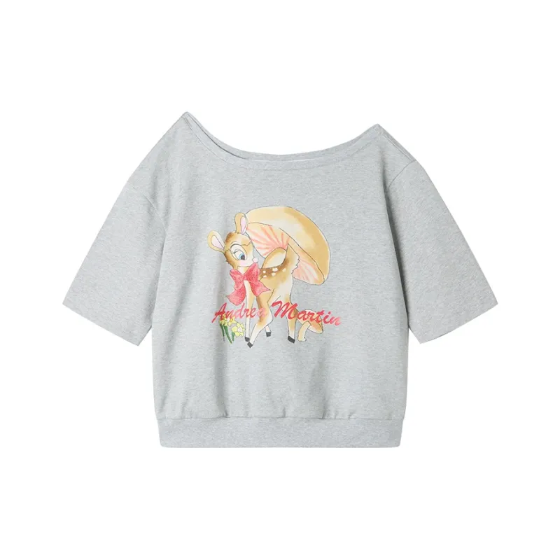 ANDREA MARTIN Drop Shoulder Sleeve T Shirt Women's-0