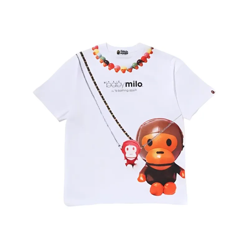 Bape Women's Baby Milo Fake Print Oversized Tee White-0