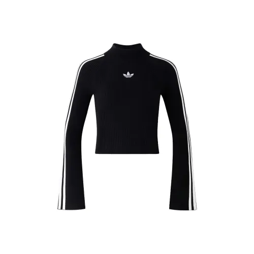 Adidas Originals Premium Knit Turtleneck Top Sweater Women's Black
