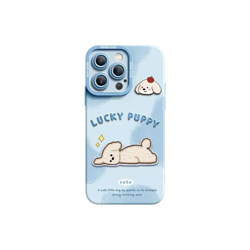 I Create My Art Silicone Material Puppy Lying Flat Phone Cases Compatibility IPhone16/15/14/13/12/11-3