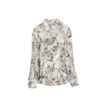 CLUB MONACO Shirt Women's Black And White Floral