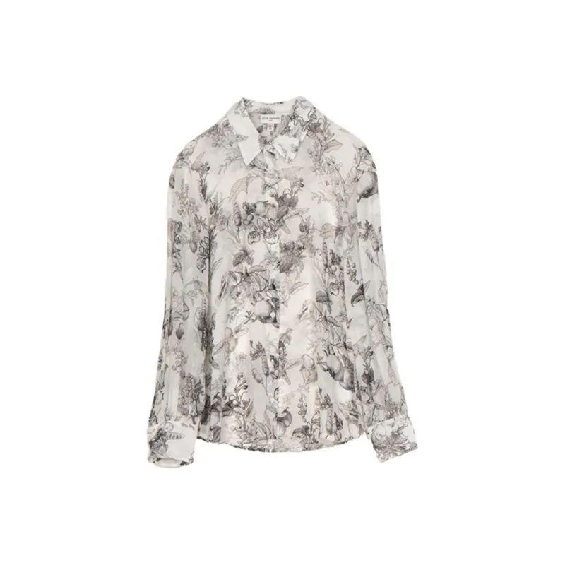 CLUB MONACO Shirt Women's Black And White Floral-0