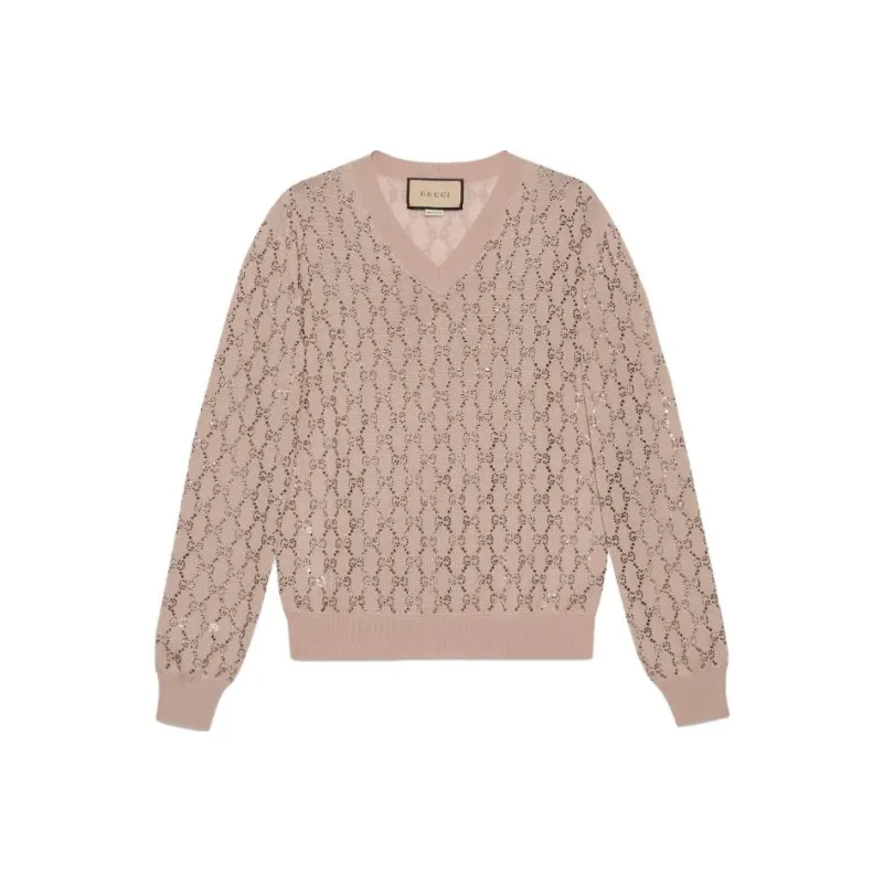 GUCCI Gg Embellished Fine Knit Jumper-0