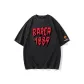 Jiarong 100% cotton Short-Sleeved Shirt BARCA Red Text 1889+Barcelona Club Badge Black