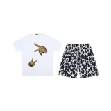 White T-Shirt+Black Leopard Print