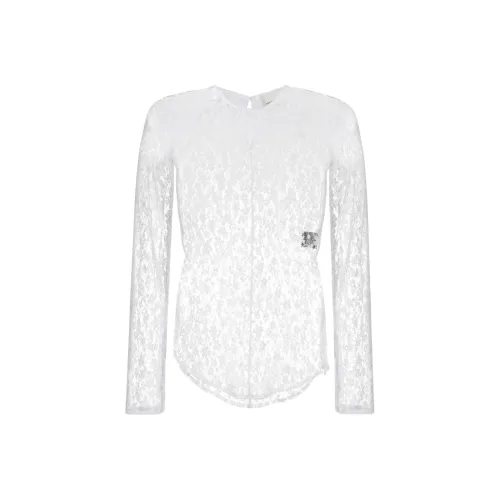 white crew neck embroidered logo sweatshirt
