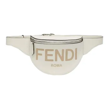 FENDI Leather Crossbody Fanny Pack Small Size Men's White
