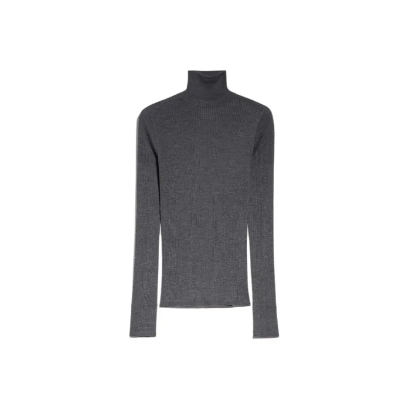 SportMa Flavia Collection Pure Virgin Wool Mock Polo Neck Sweater Women's Gray-0