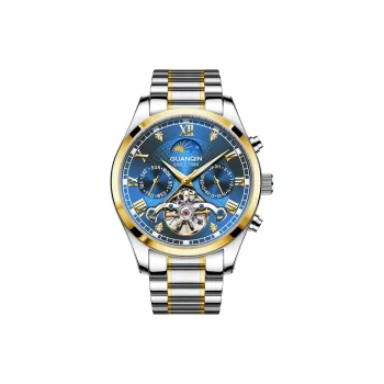 GUANQIN Automatic Mechanical Movement Stainless Steel Watchband Watch Men's Watches Gray Dial