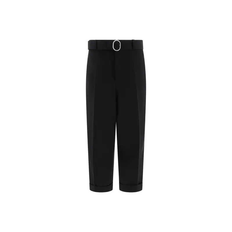 JIL SANDER Straight Leg Pleat Detailed Belted Trousers-0