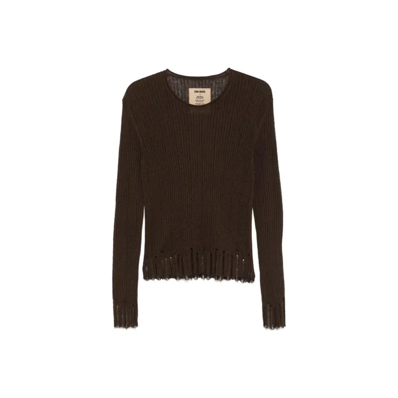 UMA WANG Frayed Hem Knitted Jumper-0