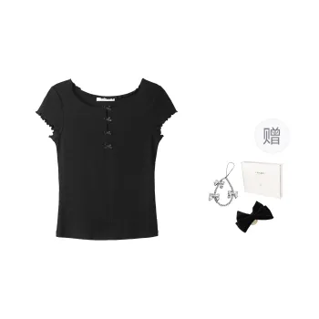 Fstudio Summer Atmosphere Design Solid Color Slimming Short Sleeved T Shirts Women's