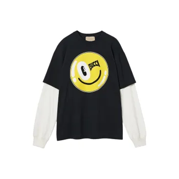 GUCCI FW24 Drop Shoulder Sleeve T Shirt Women's Black