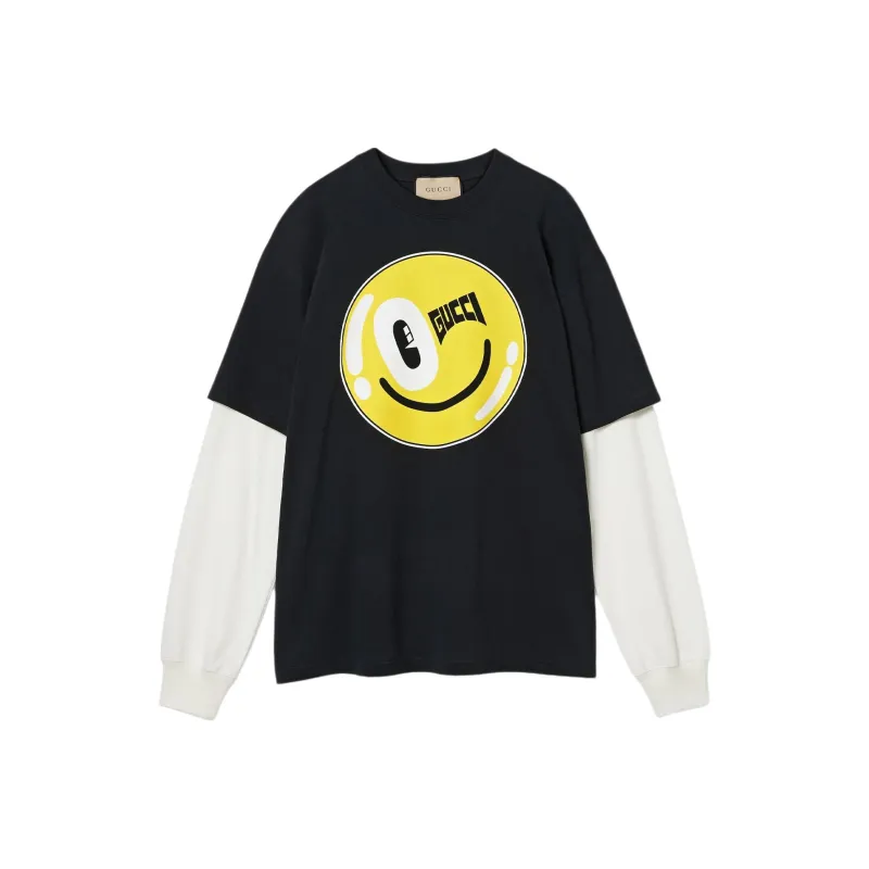 GUCCI FW24 Drop Shoulder Sleeve T Shirt Women's Black-0