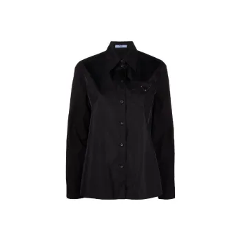 PRADA Triangle Logo Long Sleeve Shirt Black