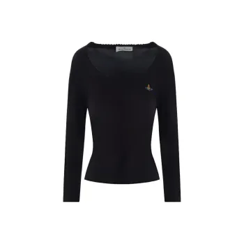 Vivienne Westwood Orb-Embroidered Scoop Neck Knitted Jumper