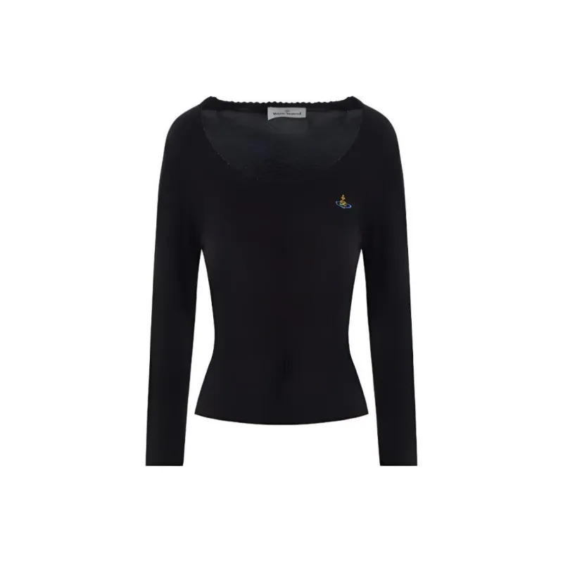 Vivienne Westwood Orb Embroidered Scoop Neck Knitted Jumper-0