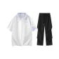 White Short-Sleeved Shirt+Cooling Ice Silk Pants