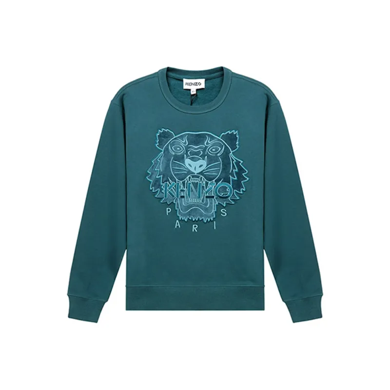 KENZO Classic Tiger Head Sweatshirts Women's Water Duck Green-0