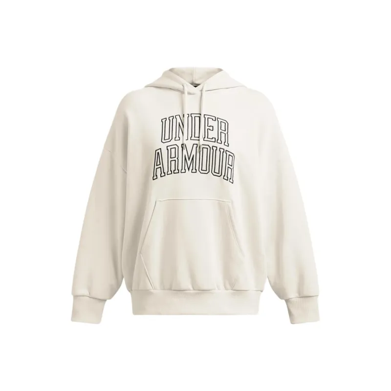 Under Armour Icon Heavyweight Terry Oversized Hoodie Sweatshirt Women's Summit White-0