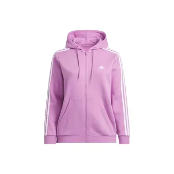 Adidas Free Shipping With AdiClub Essentials 3 Stripes Full Zip Fleece Hoodie Plus Size