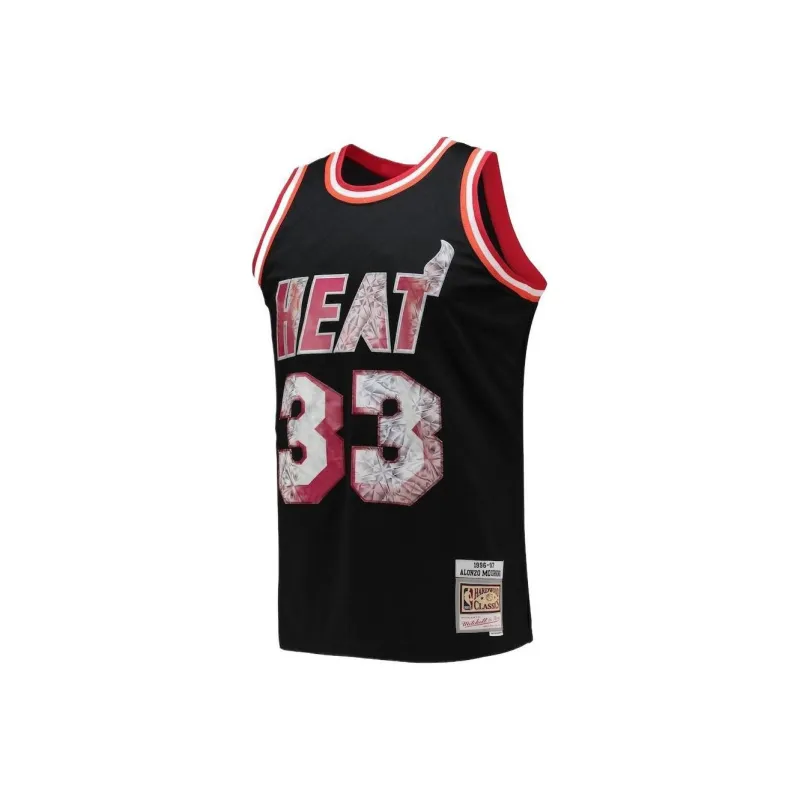 NBA Alonzo Mourning Black Miami Basketball Jerseys Men's Black-0