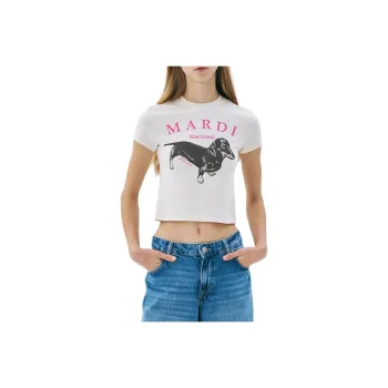 MARDI MERCREDI Crop Tops Women's White/Pink