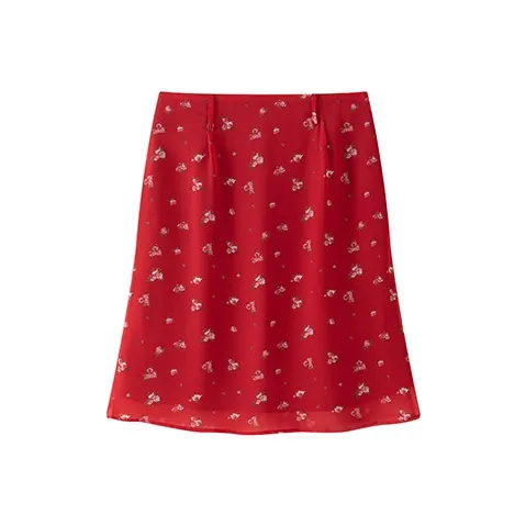 1ESS LA MODE Casual Short Skirts Women's Red-1