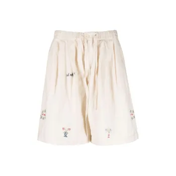 Story Mfg Pumpkin-embroidered Organic-cotton Shorts