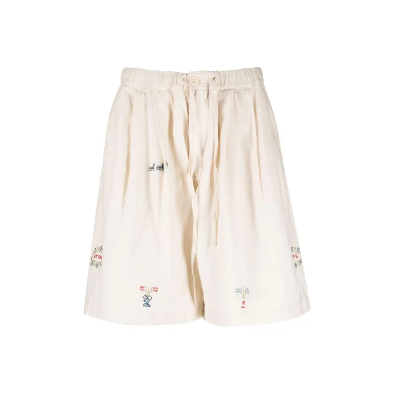 Story Mfg Pumpkin-embroidered Organic-cotton Shorts-0