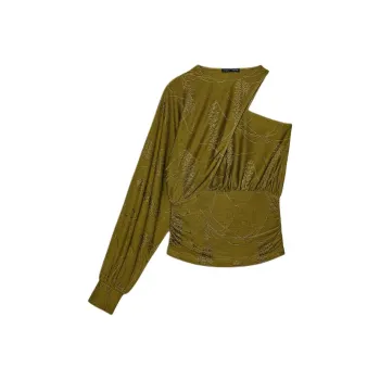 ZARA T Shirt Women's Olive Green